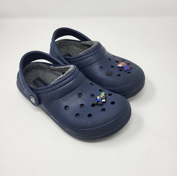 Crocs Classic Lined Clog-K Blue Size J2 - Picture 1 of 8